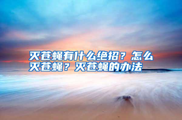 滅蒼蠅有什么絕招？怎么滅蒼蠅？滅蒼蠅的辦法