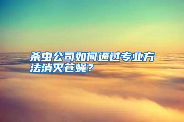 殺蟲公司如何通過專業(yè)方法消滅蒼蠅?