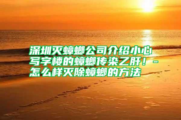 深圳滅蟑螂公司介紹小心寫字樓的蟑螂傳染乙肝！-怎么樣滅除蟑螂的方法