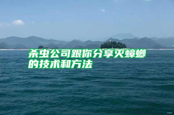 殺蟲(chóng)公司跟你分享滅蟑螂的技術(shù)和方法