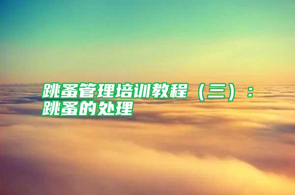 跳蚤管理培訓(xùn)教程（三）：跳蚤的處理