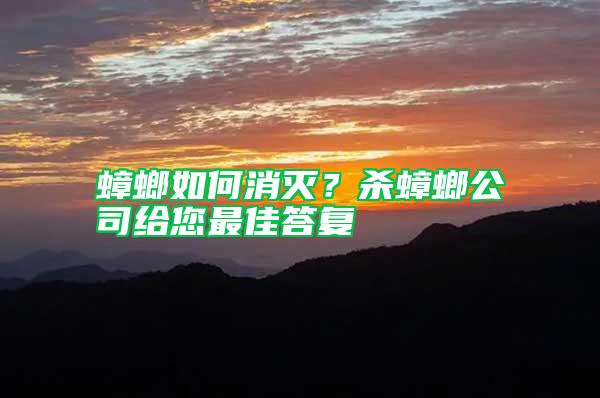 蟑螂如何消滅？殺蟑螂公司給您最佳答復(fù)