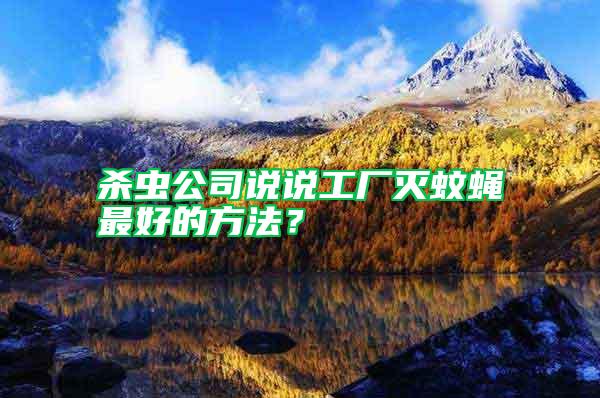 殺蟲(chóng)公司說(shuō)說(shuō)工廠滅蚊蠅最好的方法？