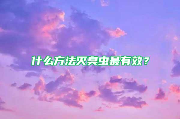 什么方法滅臭蟲最有效？
