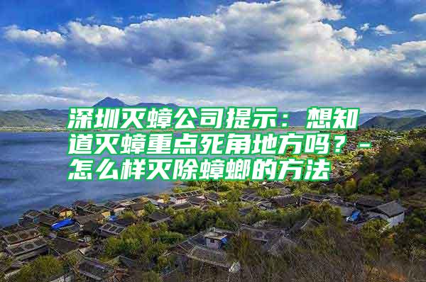 深圳滅蟑公司提示：想知道滅蟑重點(diǎn)死角地方嗎？-怎么樣滅除蟑螂的方法